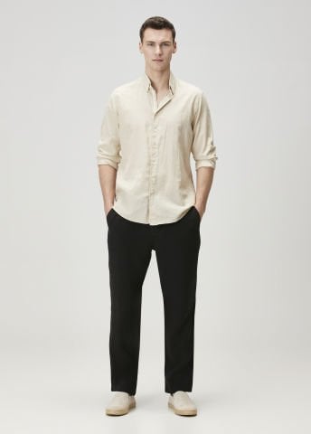 Siyah Keten Pantolon