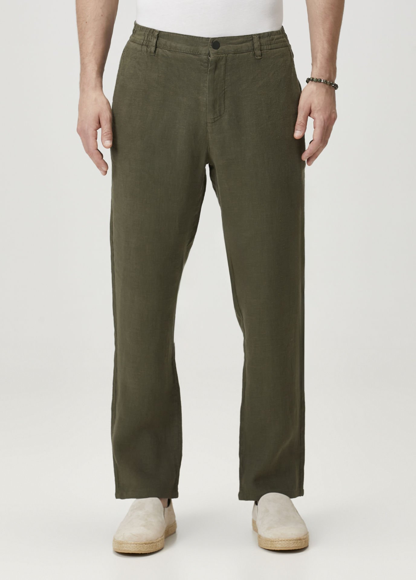 Koyu Yeşil Keten Pantolon