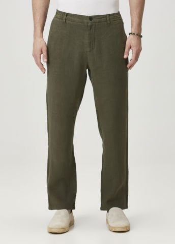 Koyu Yeşil Keten Pantolon