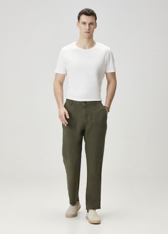 Koyu Yeşil Keten Pantolon