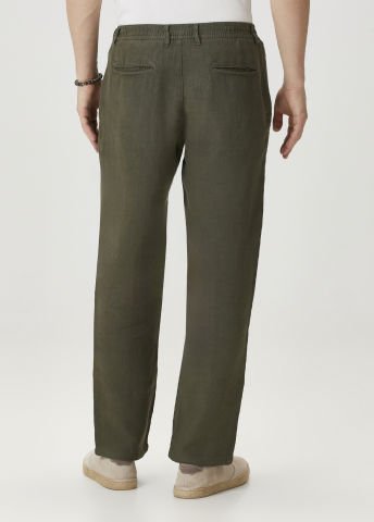 Koyu Yeşil Keten Pantolon