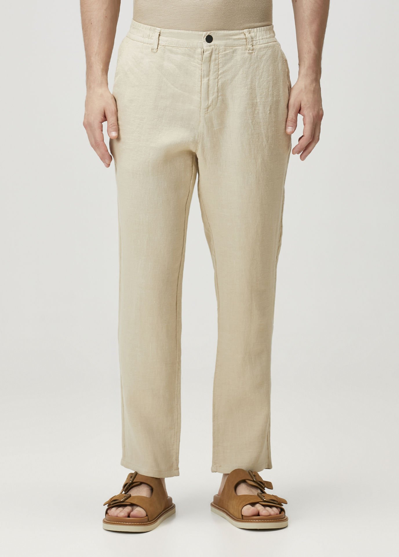 Bej Keten Pantolon