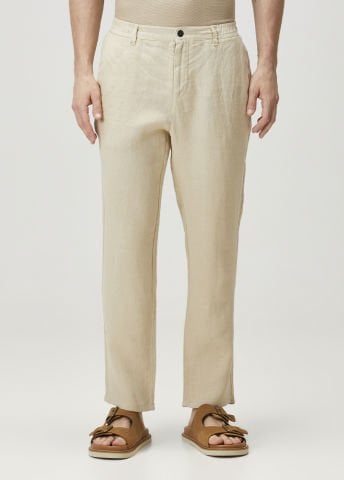 Bej Keten Pantolon
