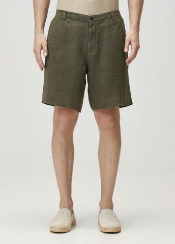Koyu Yeşil - Keten Bermuda