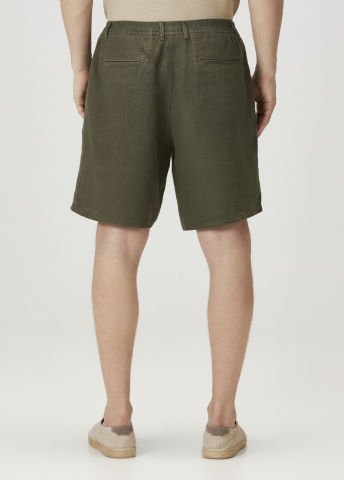 Koyu Yeşil - Keten Bermuda