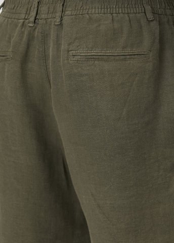 Koyu Yeşil - Keten Bermuda