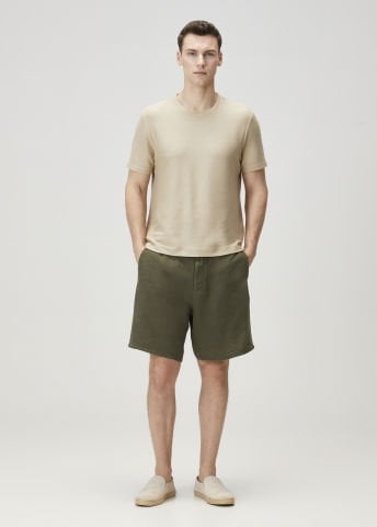 Koyu Yeşil - Keten Bermuda