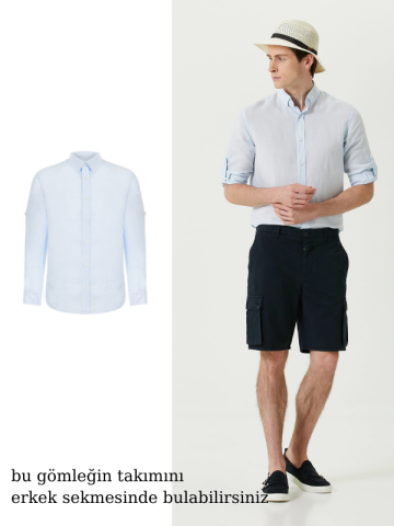 Çocuk Keten Gömlek - Açık Mavi