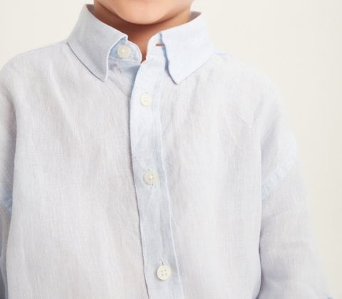 Çocuk Keten Gömlek - Açık Mavi