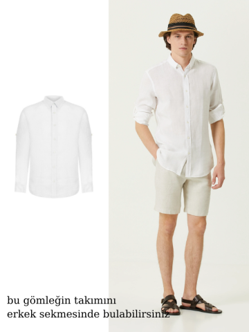 Çocuk Keten Gömlek - Beyaz