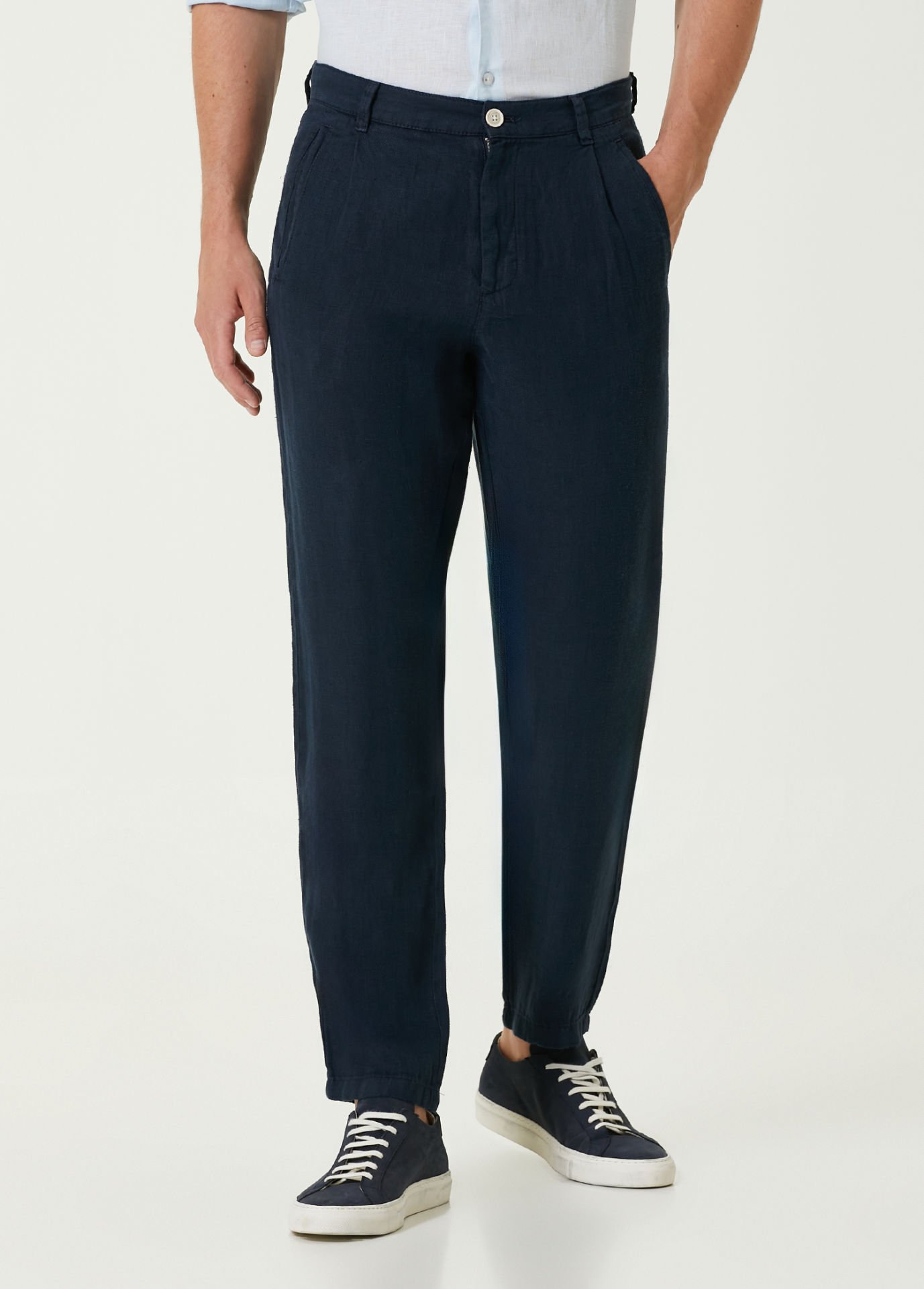 Lacivert Keten Pantolon