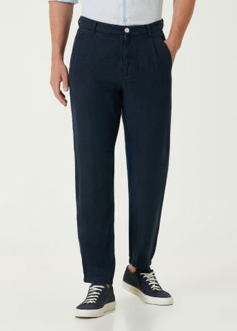 Lacivert Keten Pantolon