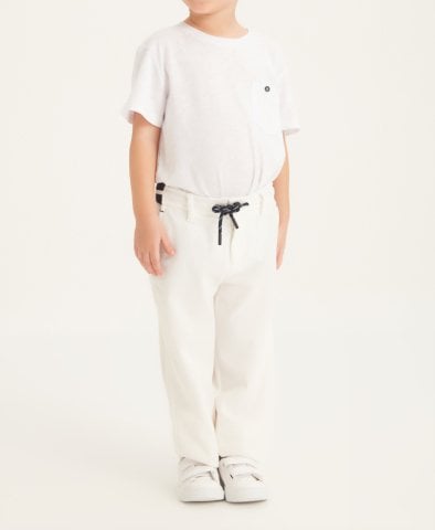 Çocuk Pique Pantolon - Beyaz