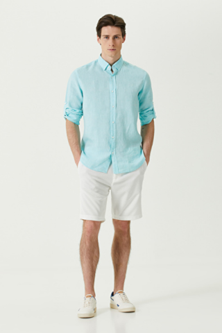 Keten Gömlek - Su Yeşili