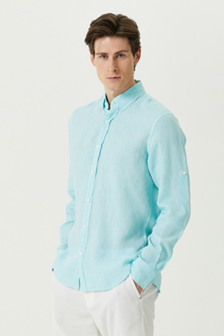 Keten Gömlek - Su Yeşili