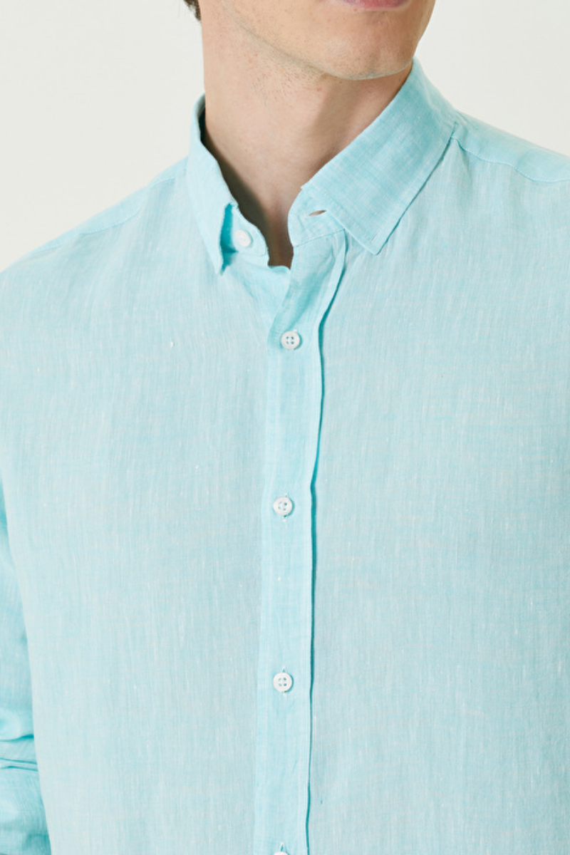 Keten Gömlek - Su Yeşili